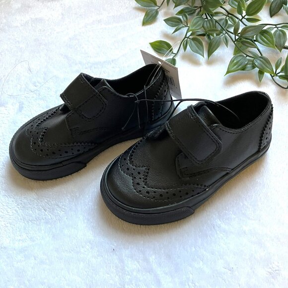 George Toddler Size 6 Black Oxford Velcro Dress Shoes NWT Holiday Boy - Picture 2 of 12